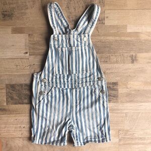 GAP Denim Girls 4T Striped Blue White Summer Shorts Coastal Romper Jeans
